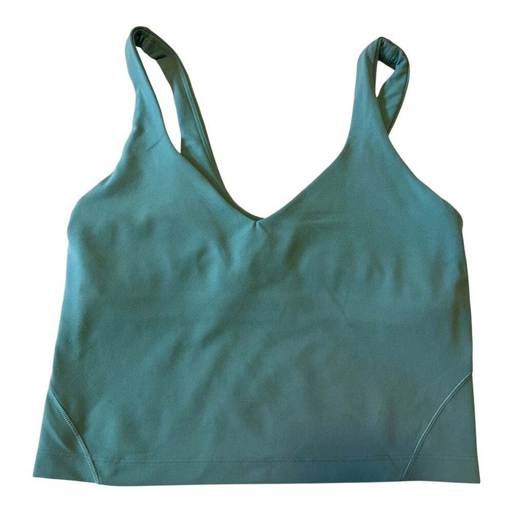 Lululemon Align Tank Top Size 4 Blue Cropped Tidal Teal Nulu Built In Bra Yoga